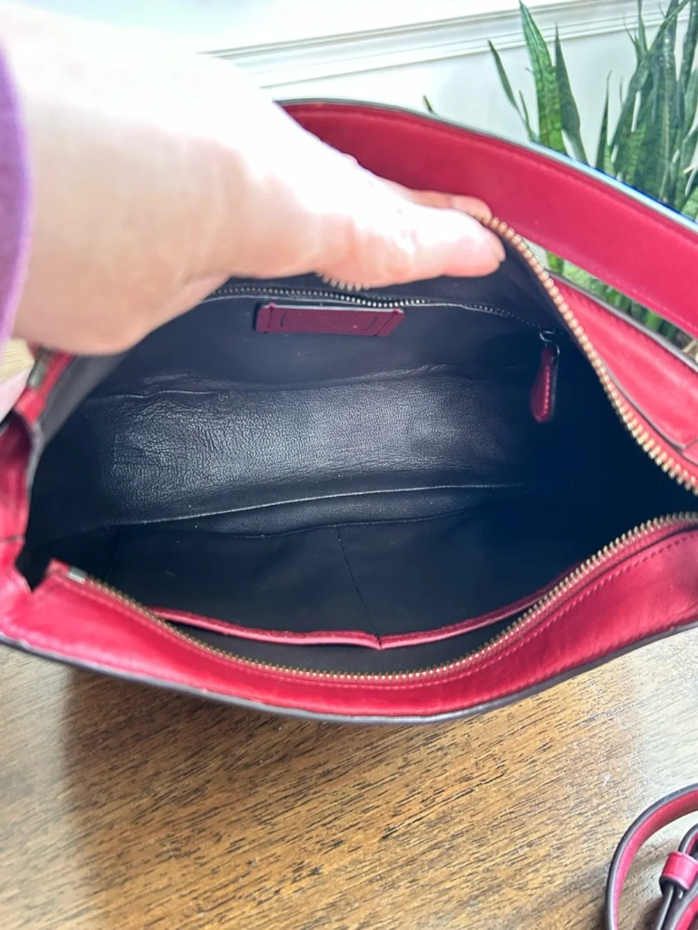 COACH Glove-tanned Leather Mae Nomad Crossbody/Hobo
'Cherry' Red - Picture 16 of 17